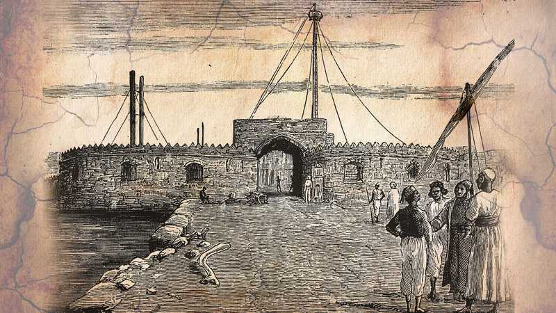 Town gate of the Ottoman harbor of Massawa on the Read Sea, Eritrea