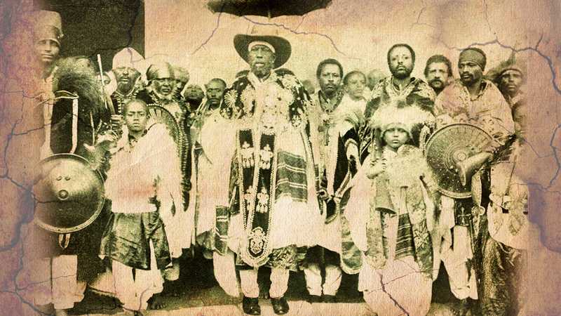 Emperor Menelik II with entourage)