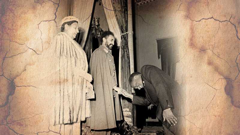 Emperor Haile Selassie with Ato Tedla Bairu, Chief Executive of the Government of Eritrea)