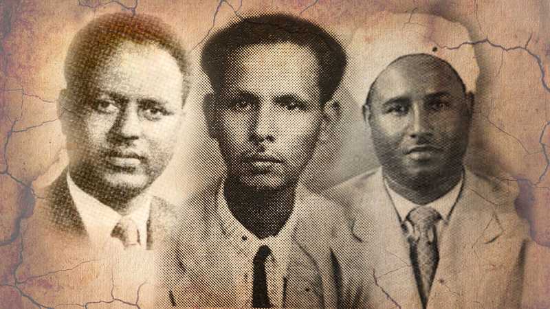 Some of the founders of the Love of Country League: Woldeab Woldemariam, Gebremeskel Woldu and Ibrahim Sultan